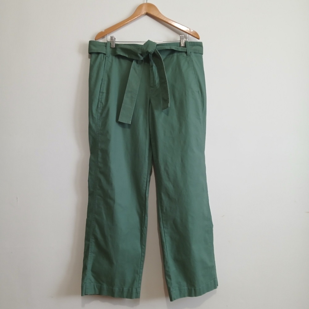 A New Day Green Wide Leg Pants 14 Cotton Straight Leg Casual Work Utility